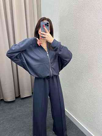 Жіночий костюм-двійка з широкими штанами Графітовий 46/48 Харків