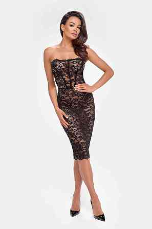 Сукня Noir Handmade F301 Catalyst, M, black, міді, мереживо, відкриті плечі, шнурівка на спині Sex Aura Київ