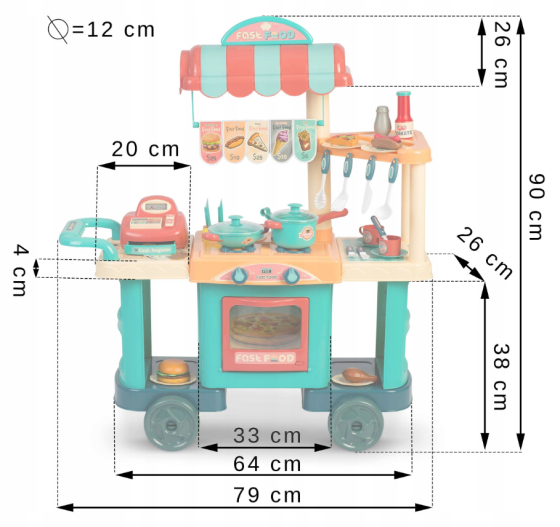 Ігрова дитяча кухня на колесах Ricokids (773000) для дітей Київ