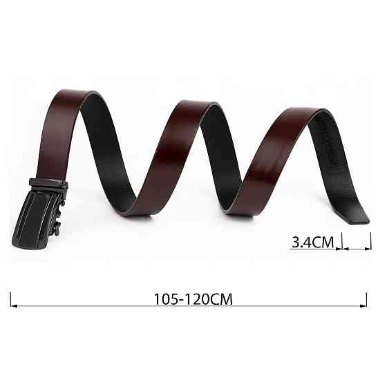 Ремень мужской с затемненной пряжкой автомат Vintage 20296 Коричневый Киев