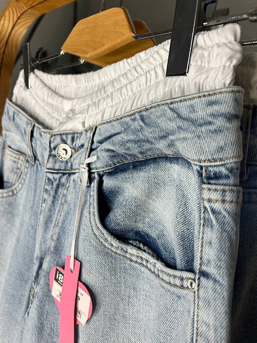 Джинси жіночі I8 162-24 PALAZO BOXER біла резинка на талії широкі кльош від стегна, блакитний, 27, 2 Одеса - фото 3