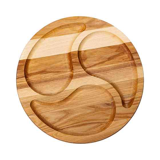 Круглая деревянная менажница на 3 секции 35 см Киев