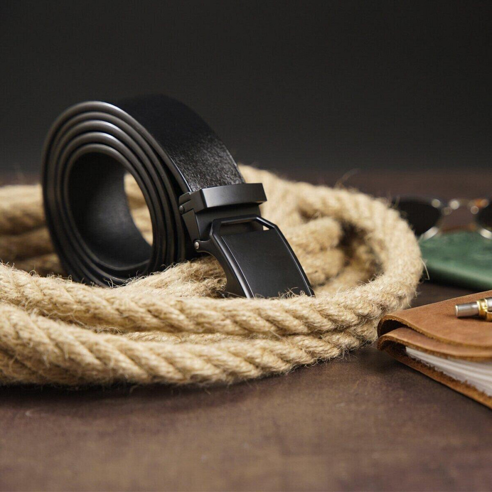 Ремінь чоловічий з пряжкою матовою Vintage 20269 Чорний Київ - фото 6