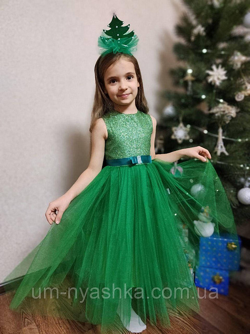 Зеленое платье с блестками платье Елочки Весны Цветочка царевны Лягушки Кривой Рог - изображение 2