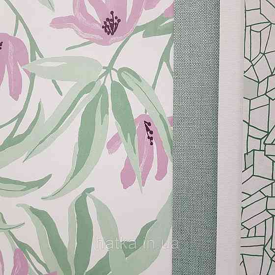 Шпалери флізелінові еко Khroma Zoom Goja 0.53х10.05 м квіти ніжні рожеві зелені на білому Київ