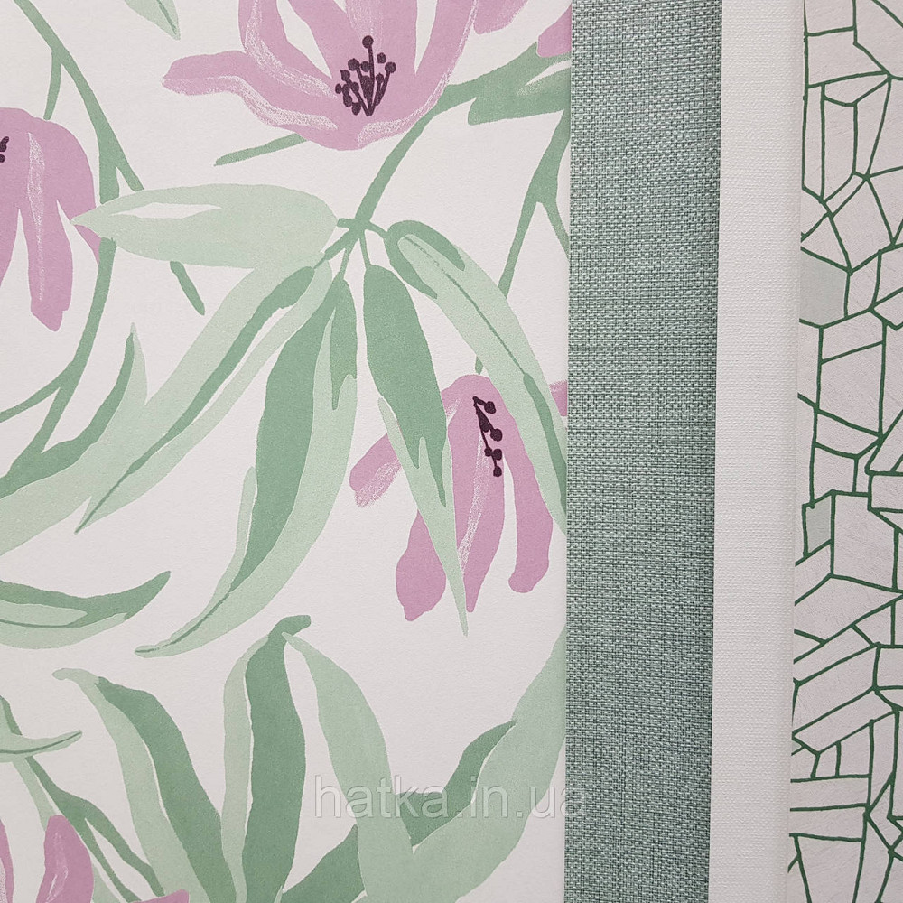 Обои флизелиновые эко Khroma Zoom Goja 0.53х10.05 м цветы нежные розовые зеленые на белом Киев - изображение 2