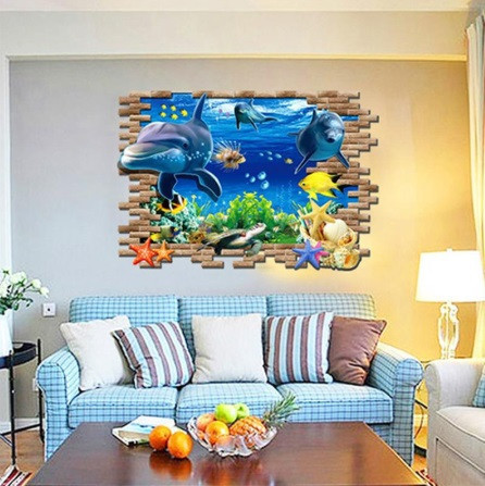 Наклейка на стену в детскую Подводный мир 50 на 70 см разноцветный Киев - изображение 3