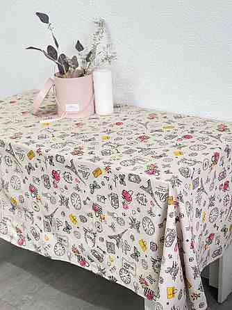 Ecotton Скатертина Ecotton 150х200 см бавовняна з рогожки бежева Мадам Париж Киев