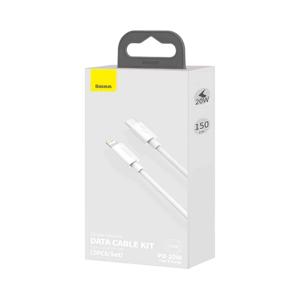Кабель Baseus Simple Wisdom Data Cable Kit USB - iP PD 20W (2PCS/Set）1.5m White TZCATLZJ-02 Одесса - изображение 8