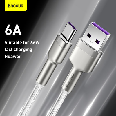 Дата кабель USB 3.1 AM to Type-C 2.0m CAKF 6.0A 66W Cafule Series Metal Data Cable White Baseus (CAKF000202) Винница - изображение 12
