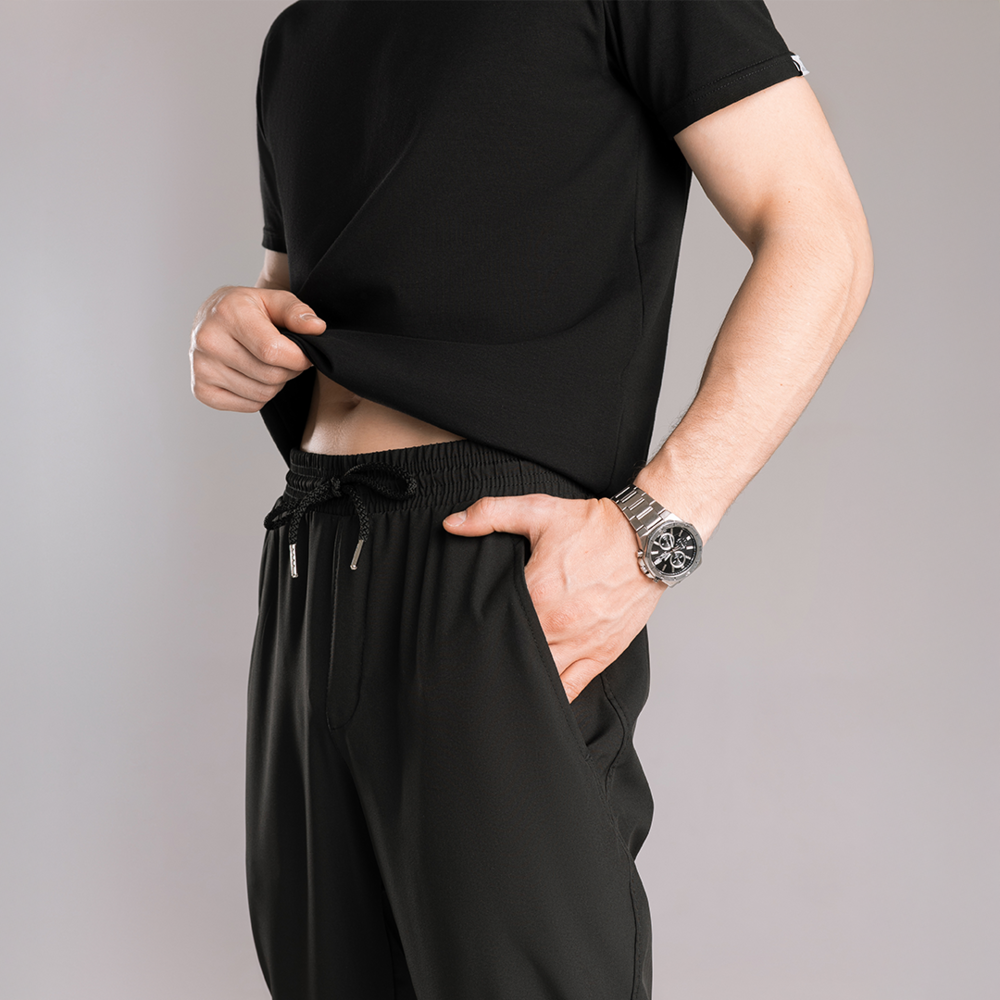 Чоловічі чорні штани весняні літні з софту легкі прямого крою Pobedov Aero Київ - фото 3