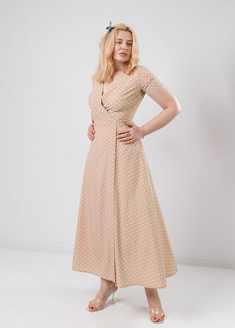 Літнє плаття в підлогу "Кайлі" оптом | Батал 52, Бежевий Київ - фото 1