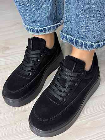 Кеди жіночі Hengji 536-8 замшеві на платформі з окантовкою чорні, 36, 23,5 см Київ