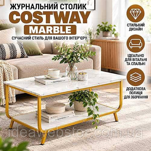 Журнальный столик Costway Marble белый маленький современный из дсп в гостиную комнату журнальные столы столики Киев - изображение 7