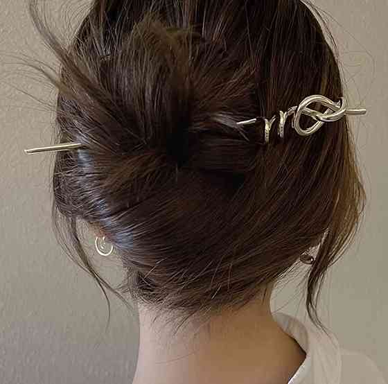 Шпилька для волос палочка металлическая 17,7 см золотистая для пучка Киев