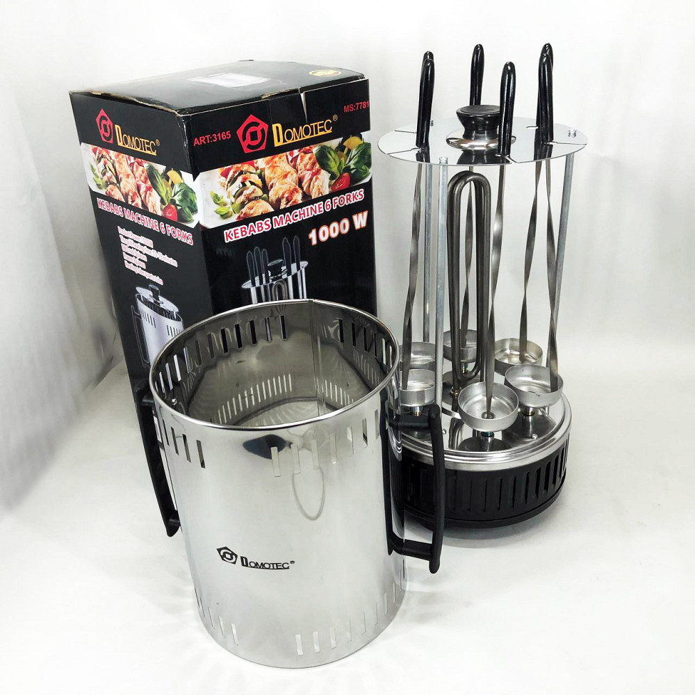 Шашлычница электрическая Domotec MS-7781 на 6 шампуров 1000Вт вертикальная с нержавеющей стали IM-48 Львов - изображение 14