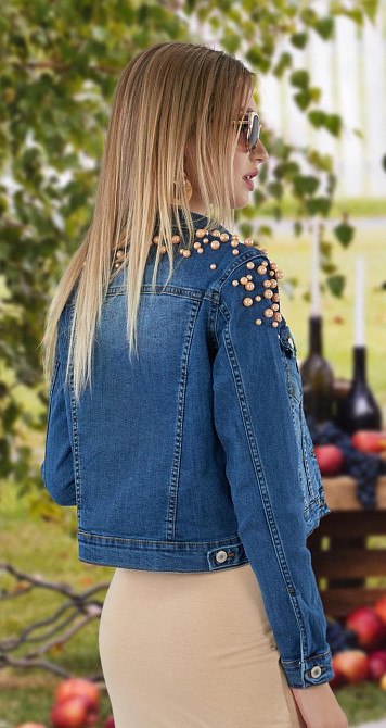 Джинсова курточка з перлинами (42) Київ - фото 3