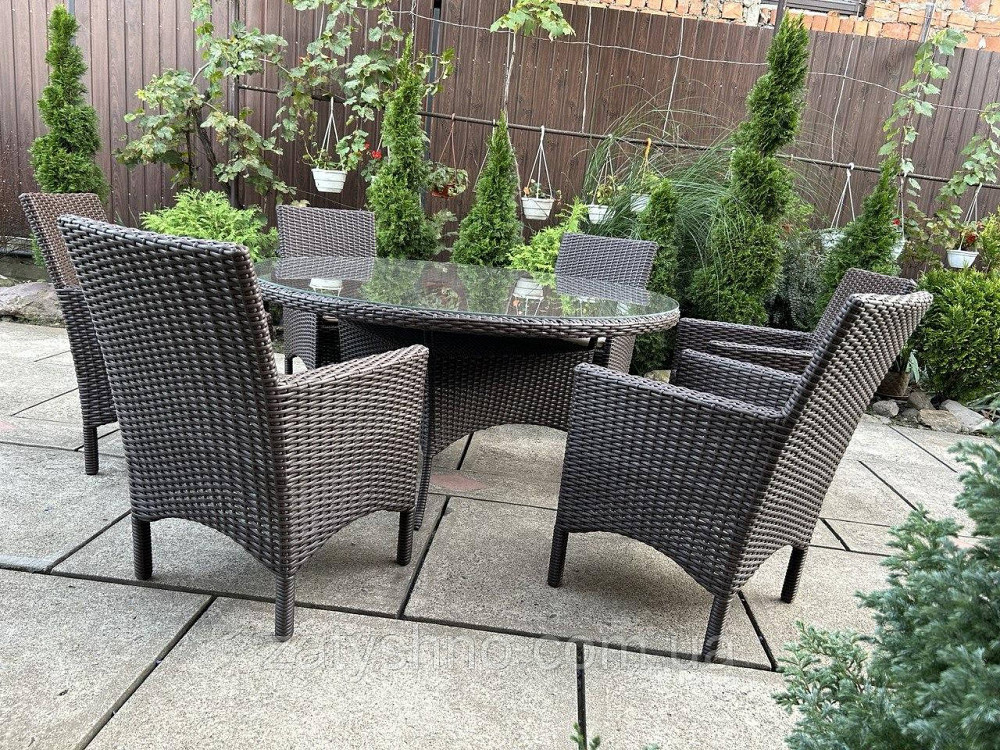 Ротангові меблі вуличні на 6 чоловік коричневі Київ - фото 2