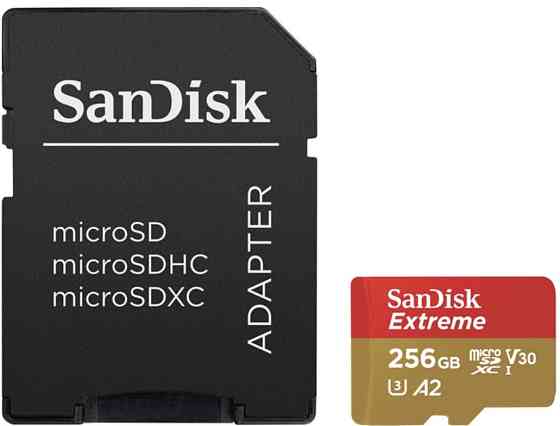 Картка пам'яті SanDisk Extreme microSDXC 256 GB UHS-I U3 V30 + SD-адаптер. Київ