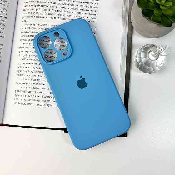 Чехол для iPhone 16 Pro с защитой камеры, голубой Киев