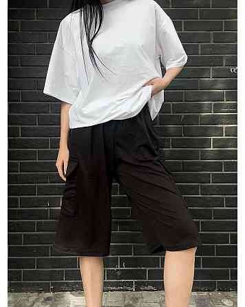 Женские повседневные оверсайз шорты карго-бермуды двунитка Черный Одесса