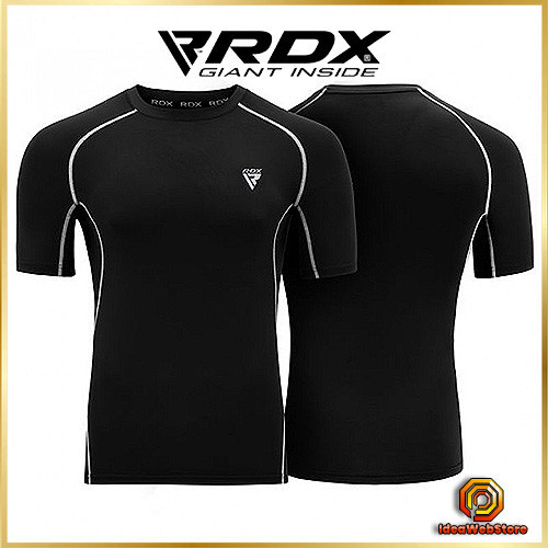 Рашгард спортивный мужской для тренировок единоборств кроссфита, Рашгард с коротким рукавом RDX Black S Киев - изображение 1