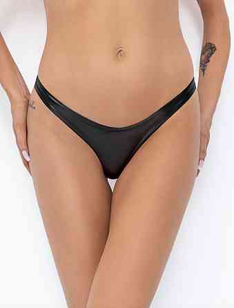 Трусики Noir Handmade P010 Powerwetlook thong, 3XL, під латекс, високі вирізи, відкриті сідниці Sex Aura Київ