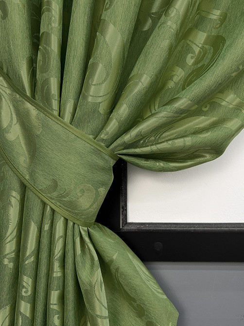 Комплект коротких штор VR-Textil Жаккард Лилия № 1536ш Салатовый 140х170 см 2 шт (35-0448) Киев - изображение 4