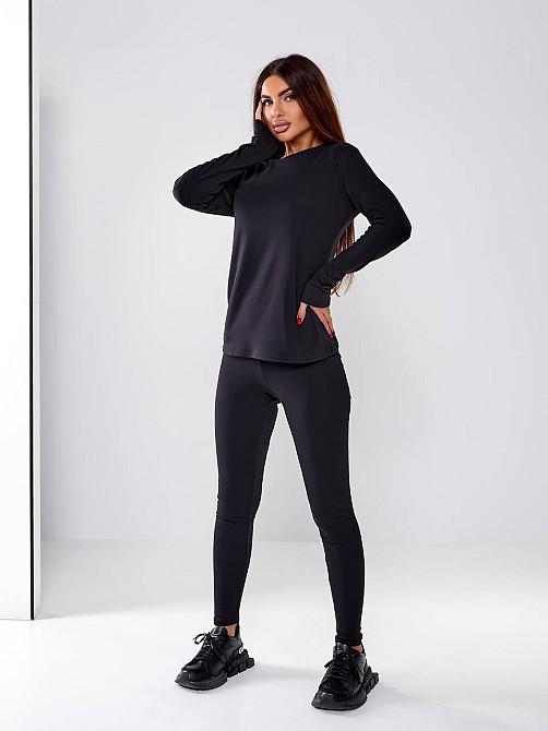 Жіноча повсякденна термобілизна хб джерсі на флісі Чорний, L-XL Одеса - фото 1