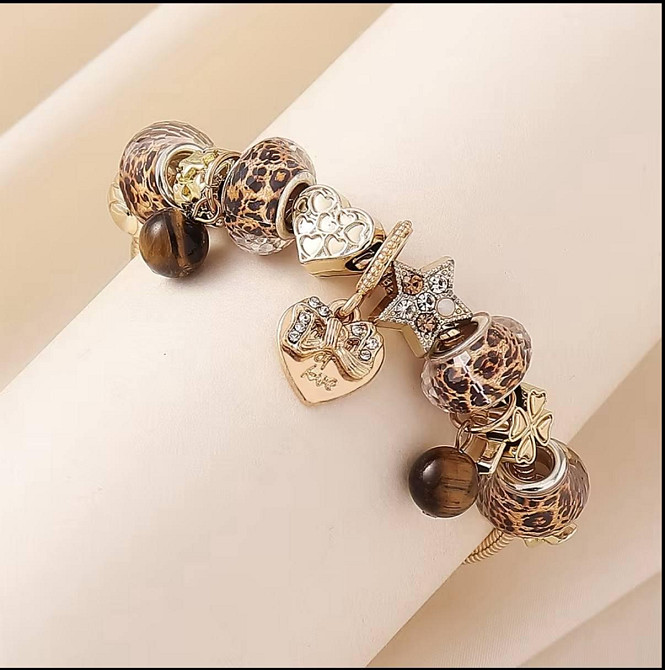 Браслет с подвесками и тигровым глазом – золотистый декор Киев - изображение 2