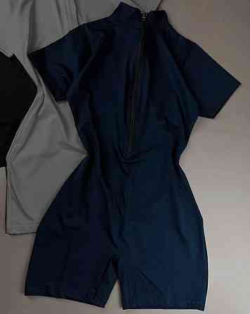 Жіночий зручний і стильний комбінезон з еластичної тканини мікродайвінг Темно-синій, 42/44 Одеса