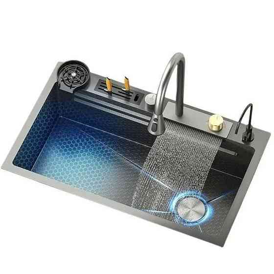 Кухонна раковина водоспад Willda, кухонна мийка водоспад темно-сіра 75х46х22 (214504870) Київ