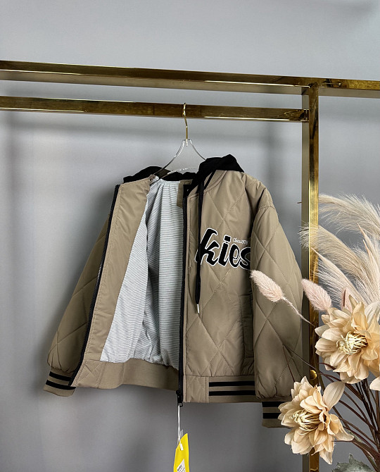 Куртка бомбер  для мальчиков бежевый 122,128,134,140 Николаев - изображение 2