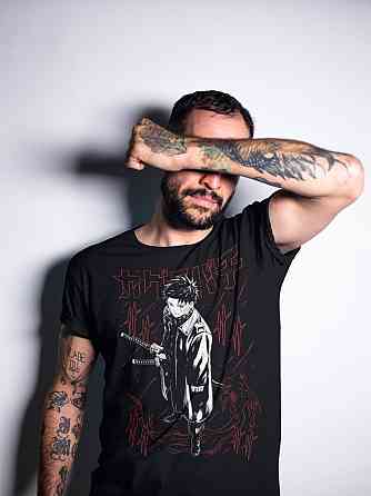 Футболка для хлопчика з аніме принтом Магічна битва оверсайз (зріст від 165 до 180) Чорний AnimeJ0206m Дніпро