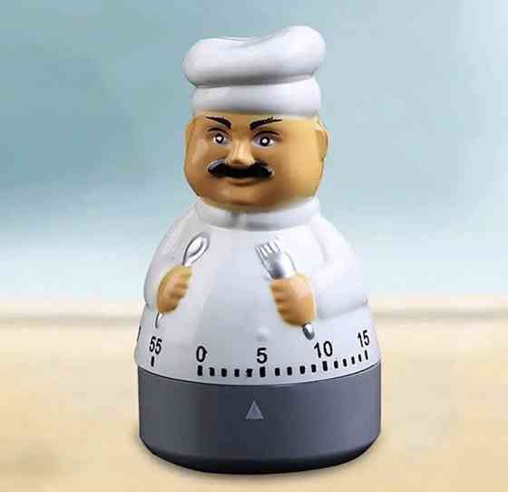 Таймер механічний для кухні, зворотній відлік, "Шеф-повар", кухонний таймер настільний, білий Київ