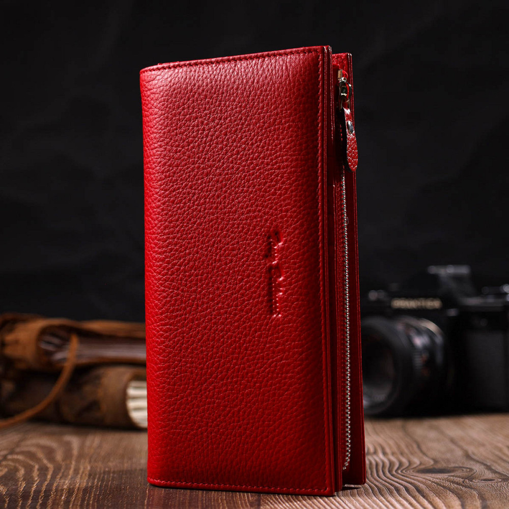 Модний жіночий клатч з блоком для кредитних карток з натуральної шкіри Tony Bellucci 22034 Червоний Київ - фото 6