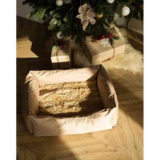 Водоотталкивающий лежак со съемным чехлом и двухсторонней меховой подушкой Incor Бежевый 10041 M (60/50/18) Киев