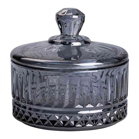 Yiwu Цукерниця з кришкою Ø 10 см скляна Сіра HP-YH-78 Київ