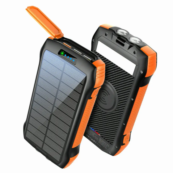 Універсальна зарядна батарея iBattery F33W 33500 mAh + сонячна панель + ліхтарик (Чорно-жовтогарячий Вінниця