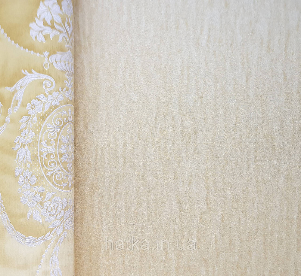 Шпалери вінілові на флізеліні Rasch Trianon Xlll 0.53х10 однотонні хвилясті класика яскраво жовті Київ - фото 2