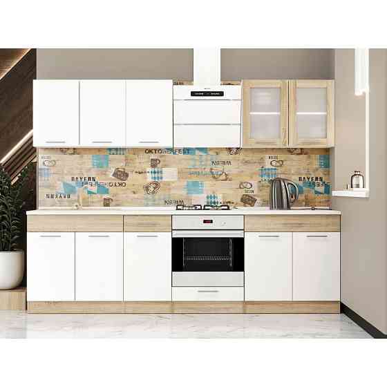 Кухня модульная Эверест Эко набор №4 дуб сонома/нимфея альба (белый) 2,6 м столешница Скай (DTM-071062) Львов