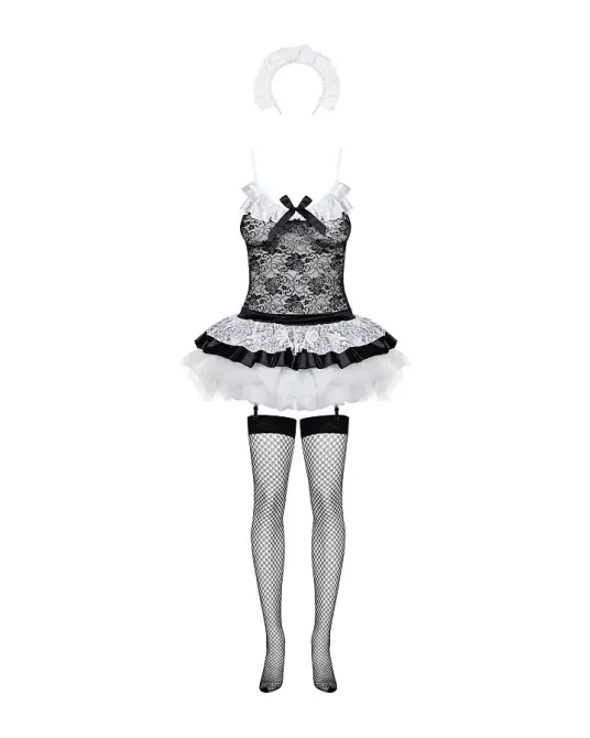 Еротичний костюм покоївки зі спідницею Obsessive Housemaid 5 pcs costume L/XL, чорно-білий, топ з пі Львів - фото 5