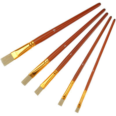 Пензлик для малювання Maxi набір 5 шт ворс щетина, пласкі (№ 3, 5, 7, 9, 10), коротка ручка (MX60879) Вінниця - фото 2