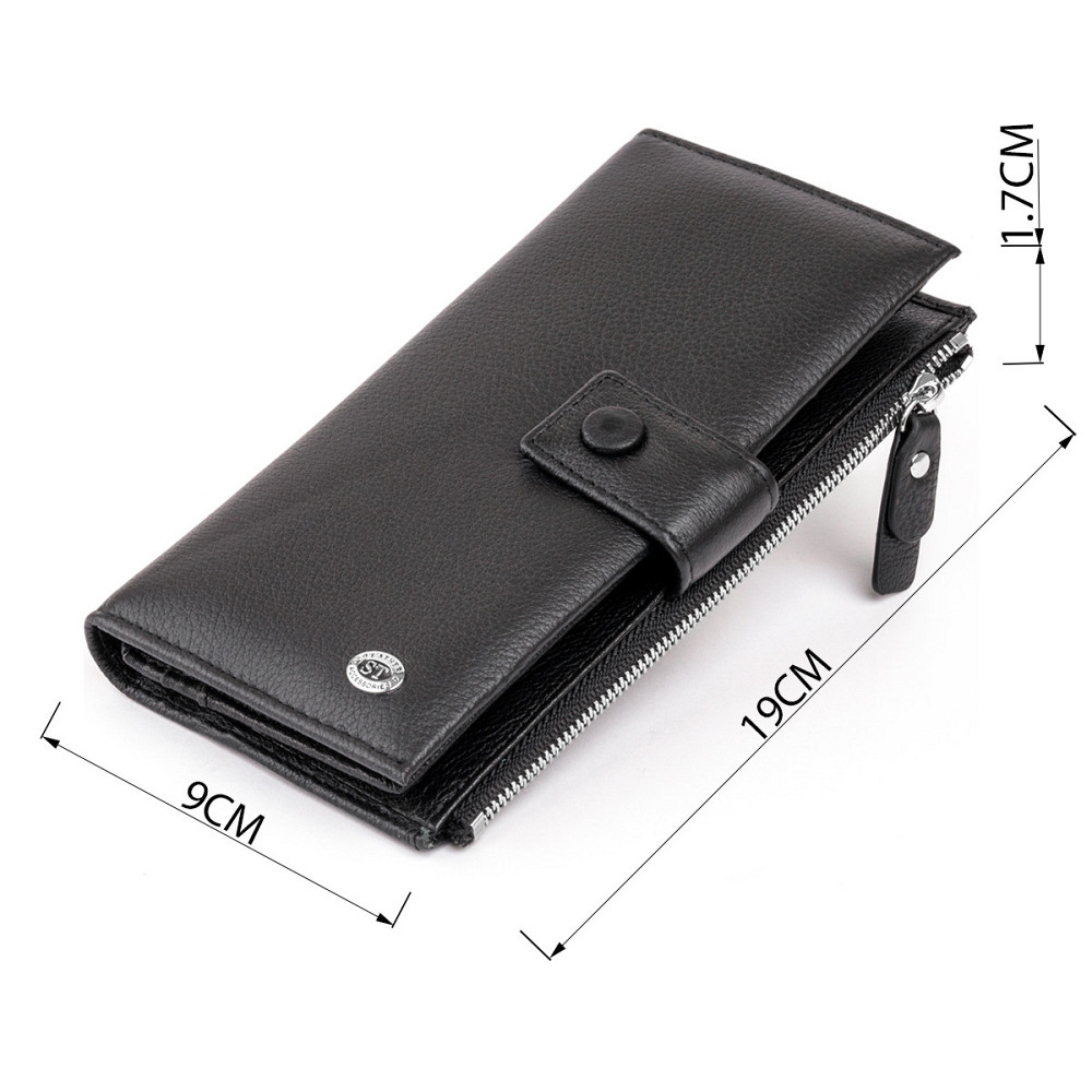 Оригинальный кошелек кожаный женский на хлястике с кнопкой Черный (ST Leather) Киев - изображение 7