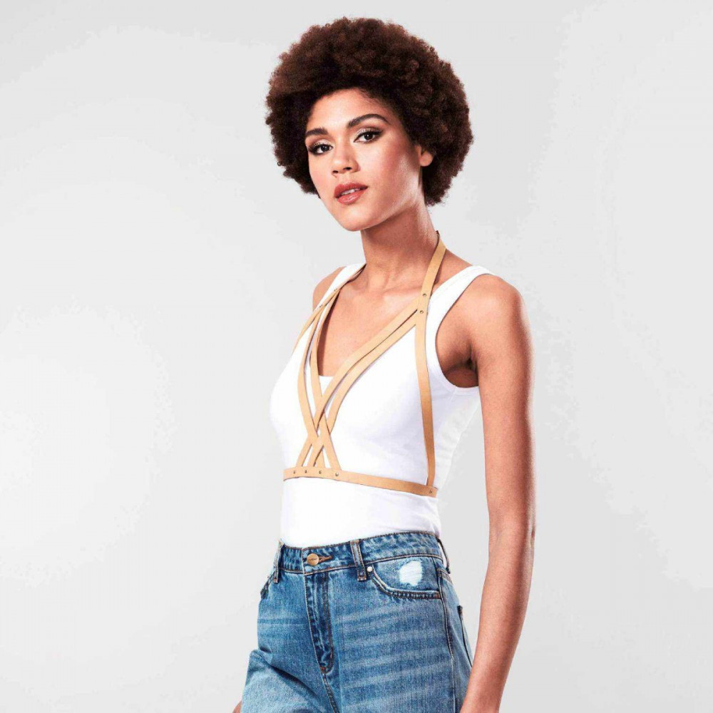 Портупея Bijoux Indiscrets MAZE - Halter Bra Harness Braun Sex Aura Київ - фото 2