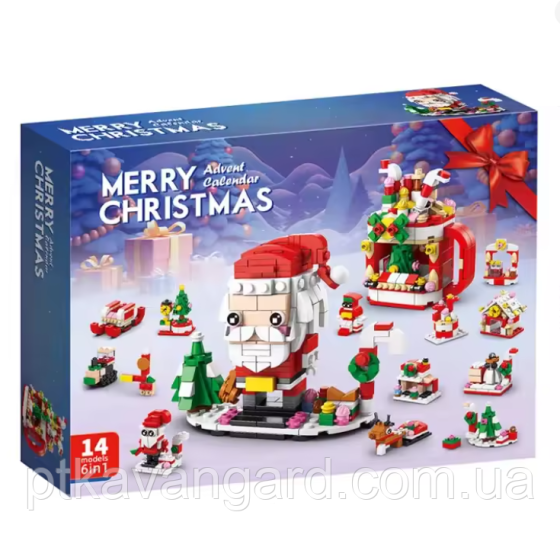 Новогодний адвент календарь конструктор рождественский Санта и камин 546 деталей, 6в1, 12 окошек 8972-6 Хмельницкий