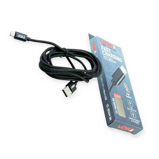 Кабель для заряджання Voin USB - Micro USB, 2м, 3.0А чорний, круглий кауч. обплетення Мукачево
