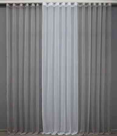 Декоративная гардина VR-Textil № 002дк шифон серый с белым 600х250 (11-0056) Киев
