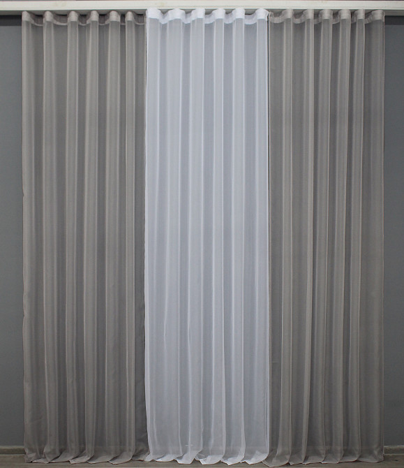 Декоративная гардина VR-Textil № 002дк шифон серый с белым 600х250 (11-0056) Киев - изображение 2