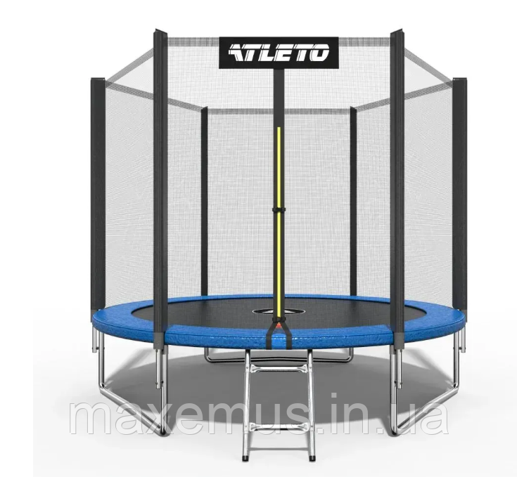 Батут детский Atleto 312 см с защитной сеткой и лестницей батут для детей садовый батут синий Мостиська - фото 15